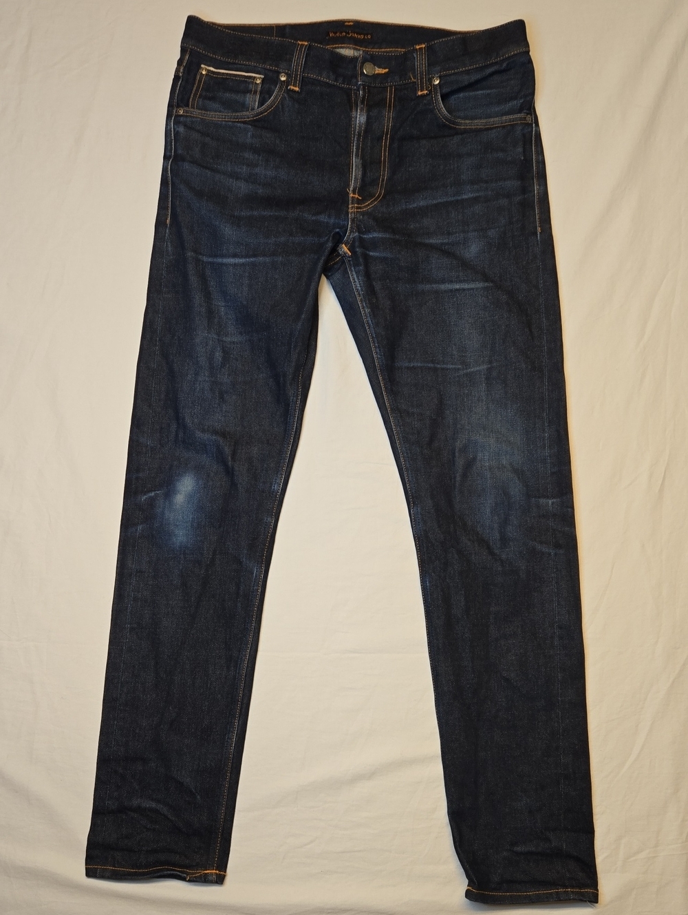 Nudie Jeans Lean Dean Dry Japan Salvage Slim Tapered Dark Blue Washed Jeans